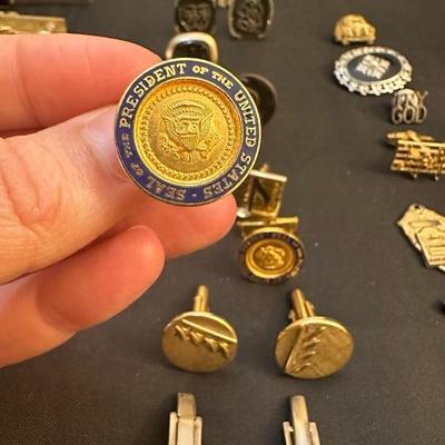 Collection of Cuff Links & Clips Including Vintage Jewelry Box