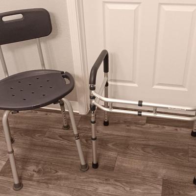 Mobility assists toilet Stool rails and shower chair