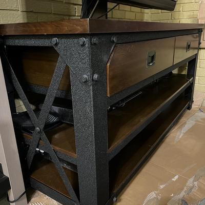 Bayside Furnishings 3-in-1 TV Stand Rustic Metal Wood Style
