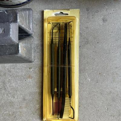 GUN LOCK, LEAD FOR MAKING BULLETS, GUN CLEANING MATERIAL AND RELOADING GUN POWDER