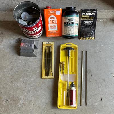 GUN LOCK, LEAD FOR MAKING BULLETS, GUN CLEANING MATERIAL AND RELOADING GUN POWDER