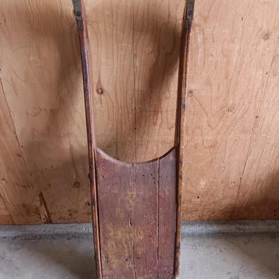 Antique wooden Sled primitive with metal runners