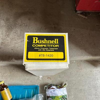 BUSHNELL COMPETITOR TELESCOPE, GUN CLEANING MATERIAL AND RELOADING GUN POWDER