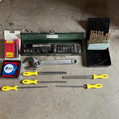 SOCKETS, FILES, MULTIMETER, DRIL BITS AND MORE