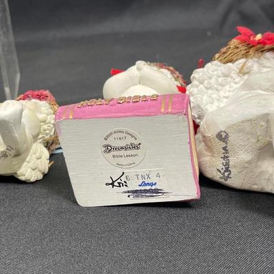 Dreamsicle Angel Figurine Lot 7 pieces - hand painted by Kristin with dried flower halo