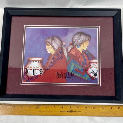 Signed Southwestern American Indian Framed artwork
