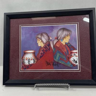 Signed Southwestern American Indian Framed artwork