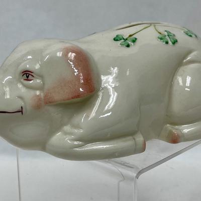 Belleek Piggy Bank Irish Pottery Pig With Shamrocks 1972
