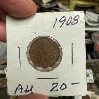 1908 INDIAN HEAD PENNY AU20