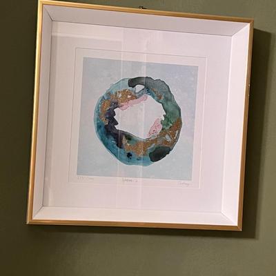 4 Pc. Decor Lot - Signed Art, Mirror, Lamp, Clock