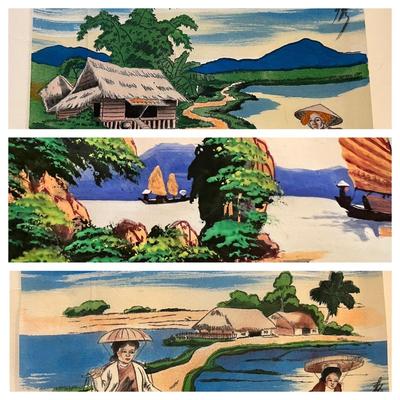 3 Paintings on Silk Signed