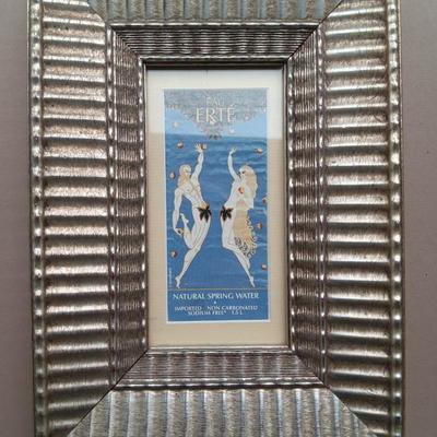 Art deco framed Sevenarts 'EAU ERTE' Natural Spring water label