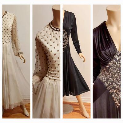 Vtg 60-70s Jack Bryan 2 for one Collectible dresses one Black one white both Embellished