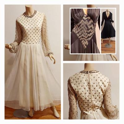 Vtg 60-70s Jack Bryan 2 for one Collectible dresses one Black one white both Embellished