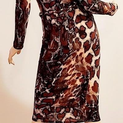 Vtg Late 80s Jungle print fitted dress