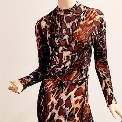 Vtg Late 80s Jungle print fitted dress