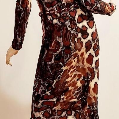 Vtg Late 80s Jungle print fitted dress
