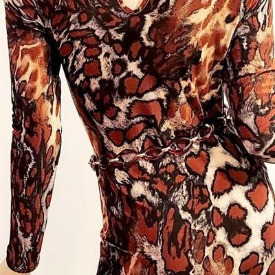 Vtg Late 80s Jungle print fitted dress