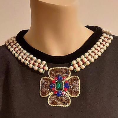 Vtg Oscar De La Renta Embellished knit dress