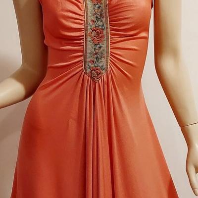 Vtg 1970s cirsl Maxi front draped dress