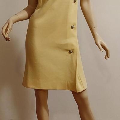 Vtg 60-70s Domani Knit yellow dress