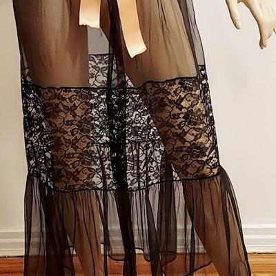 Vtg 60s Layering Robe/Dress Maxi lace with Sash