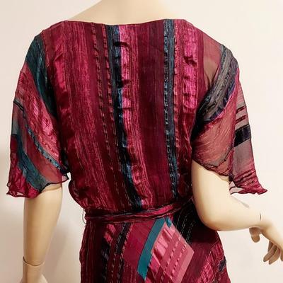 Vtg Silk Farm Boho Chic Flounce dress with Sash