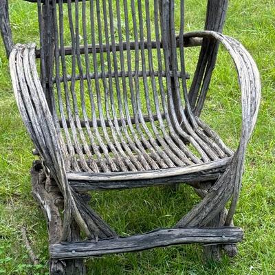 Pair of bent willow chairs & table / 3 pieces