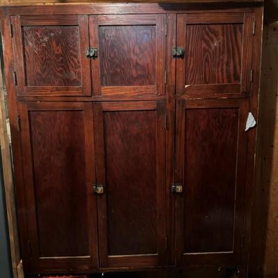 6 Door Primitive shaker cabinet - solid wood - original patina - original latches