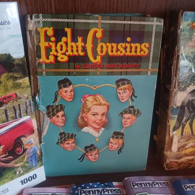 3 VINTAGE CHILDREN'S NOVELS, NEW JUMBLE PUZZLE BOOKS AND A PUZZLE