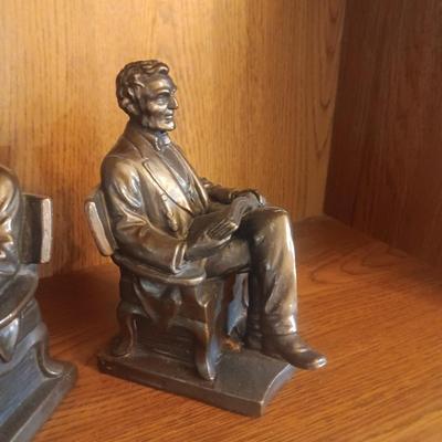 P MORI & SONS GALVANO BRONZE BOOKENDS OF ABRAHAM LINCOLN