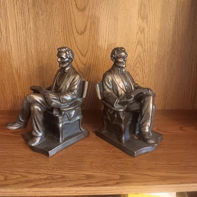 P MORI & SONS GALVANO BRONZE BOOKENDS OF ABRAHAM LINCOLN