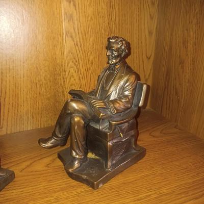 P MORI & SONS GALVANO BRONZE BOOKENDS OF ABRAHAM LINCOLN