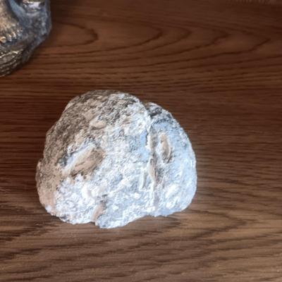 STATUE OF A GIRL AND CAT, MARBLE EGG, AVON COLOGNE HORSE AND AN AGATE
