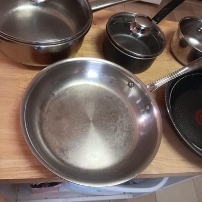 MISMATCHED SKILLETS AND SAUCE PANS