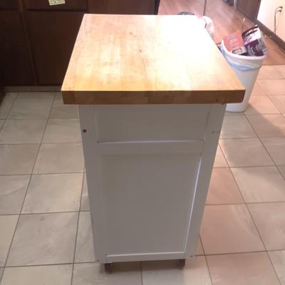 BUTCHER BLOCK TOP KITCHEN ISLAND W/DRAWER