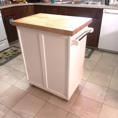 BUTCHER BLOCK TOP KITCHEN ISLAND W/DRAWER