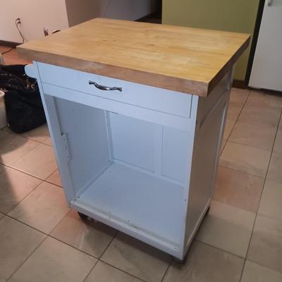 BUTCHER BLOCK TOP KITCHEN ISLAND W/DRAWER