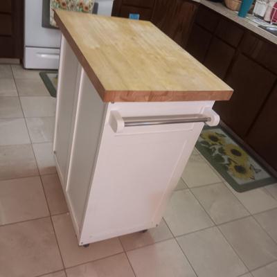BUTCHER BLOCK TOP KITCHEN ISLAND W/DRAWER