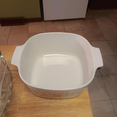 COOKWARE AND A LARGE GLASS BOWL