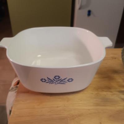 COOKWARE AND A LARGE GLASS BOWL