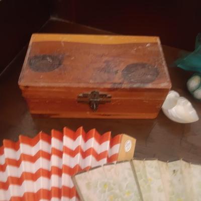 2 WOODEN BOXES, 2 FANS AND MORE