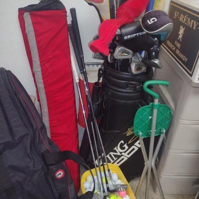 Nice Collection of Golfing Equipment includes Clubs, King Cobra Bag, Shag Balls, Airline Carry Bag and More