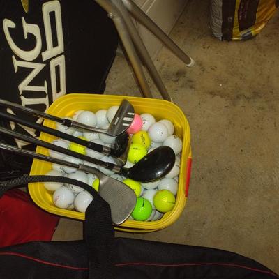 Nice Collection of Golfing Equipment includes Clubs, King Cobra Bag, Shag Balls, Airline Carry Bag and More