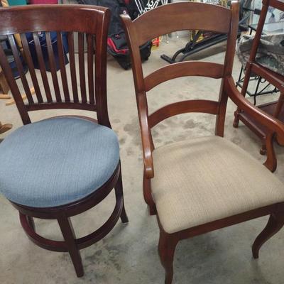 Pair of Sitting Chairs includes a Swivel Bar Stool and Armchair