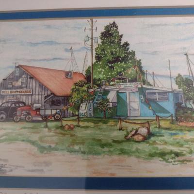 Framed Watercolor Art 'Bell of Flowers' by Artist Sage