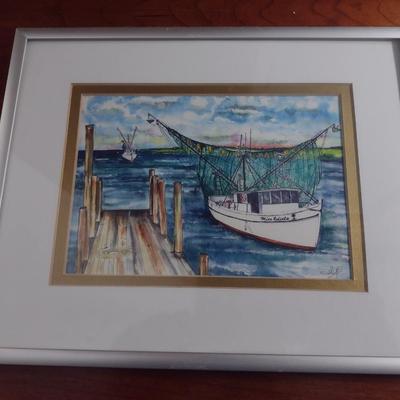 Framed Watercolor Art 'Miss Edisto' by Artist Sage