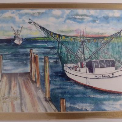 Framed Watercolor Art 'Miss Edisto' by Artist Sage