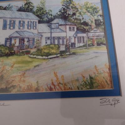 Framed Watercolor Art 'The Old Post Office' by Artist Sage