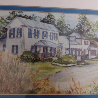 Framed Watercolor Art 'The Old Post Office' by Artist Sage